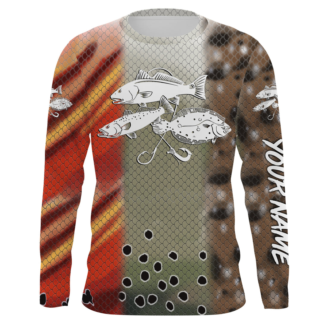 Texas Slam Redfish, trout, flounder UV protection Custom name long sleeves fishing NQS879