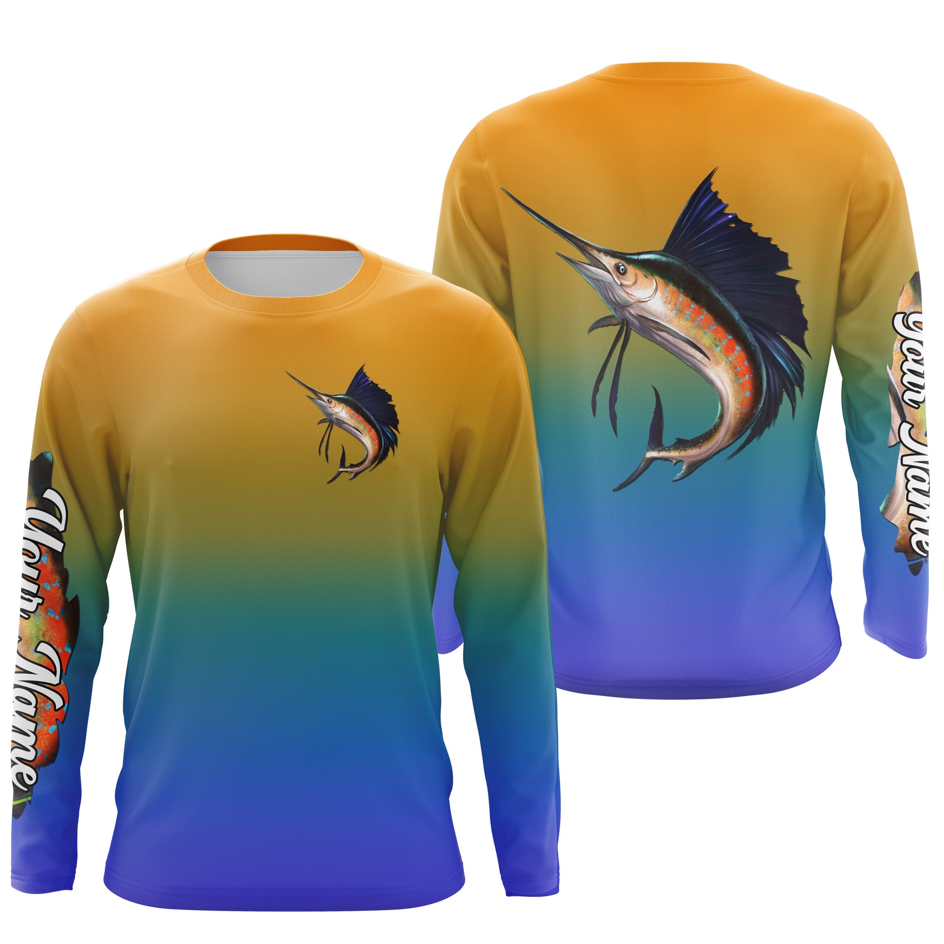 Sailfish fishing Custom Name UV protection UPF 30+ fishing, deep sea fishing tournament NQS3957