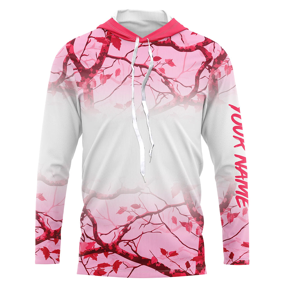 Personalized name White and Pink Camo performance long sleeve team fishing tournament NQS9241