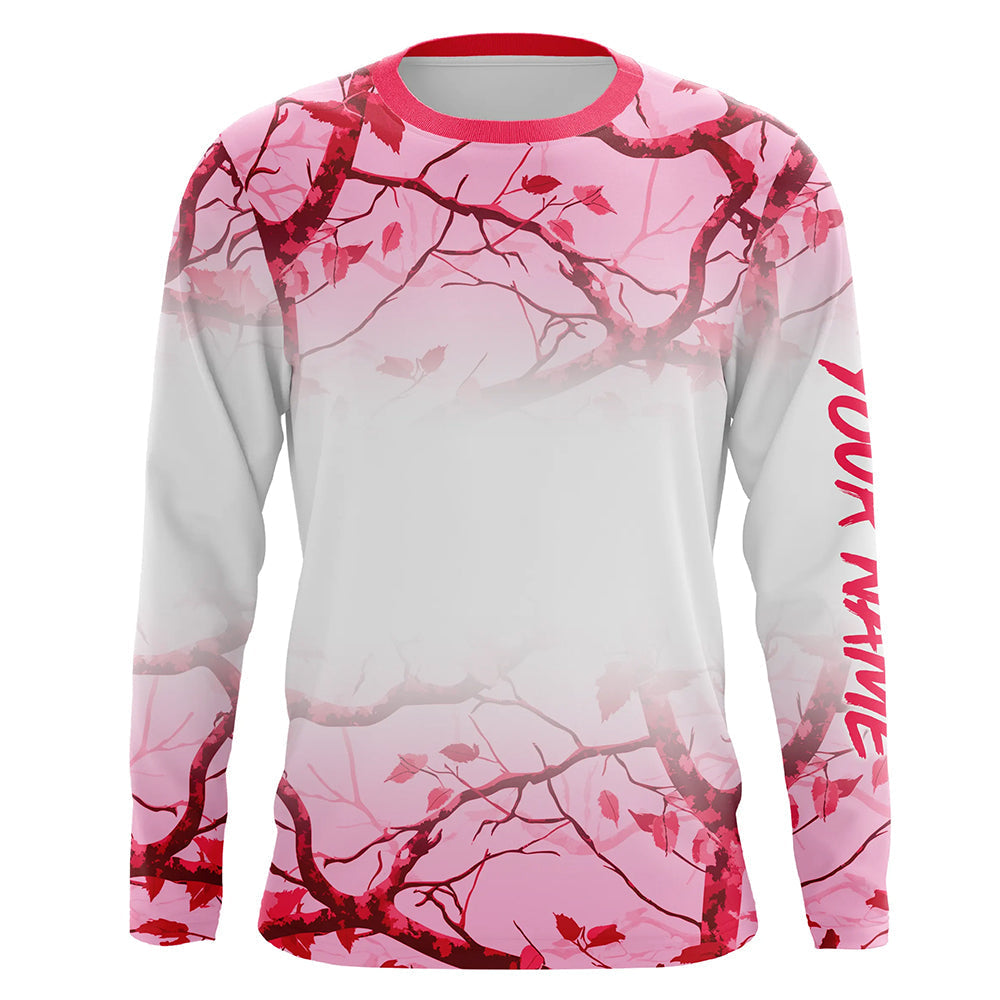 Personalized name White and Pink Camo performance long sleeve team fishing tournament NQS9241