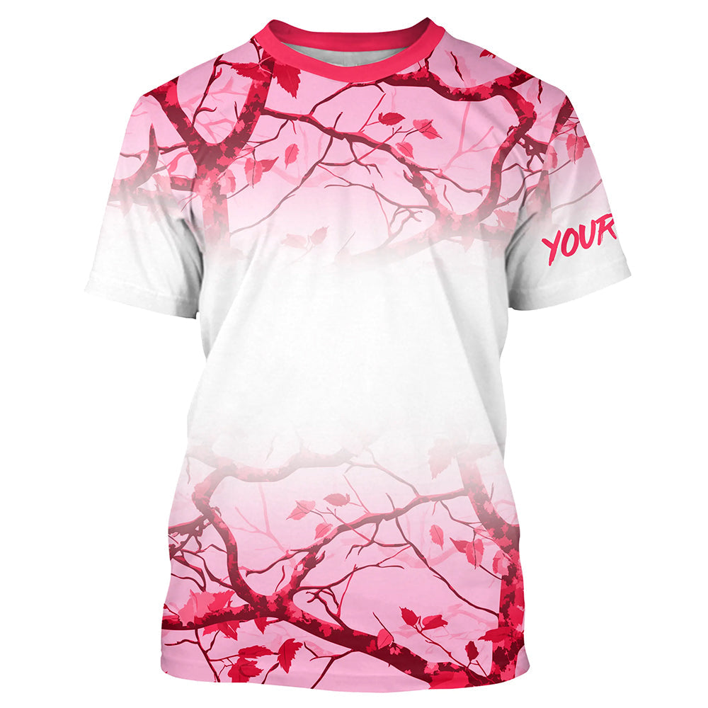 Personalized name White and Pink Camo performance long sleeve team fishing tournament NQS9241