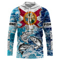 Florida Flag Redfish, trout, snook blue wave camo custom performance long sleeve fishing NQS4771