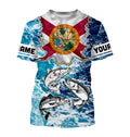 Florida Flag Redfish, trout, snook blue wave camo custom performance long sleeve fishing NQS4771
