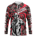 Custom Fish Reaper Skull Bass Long Sleeve Fishing, Bass Hunter Fishing | Red Camo