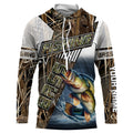 Largemouth bass fishing grey camo Customize name long sleeves fishing NQS1861