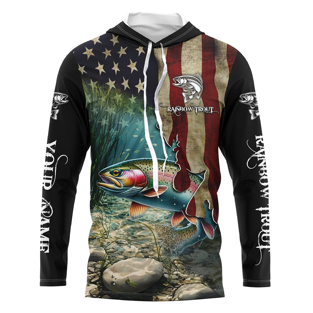 Rainbow Trout Fishing American Flag Patriotic Custom UV protection fishing, Trout fishing NQS497