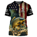 Carp Fishing 3D American Flag Patriotic Customize name UV Protection Fishing NQS499