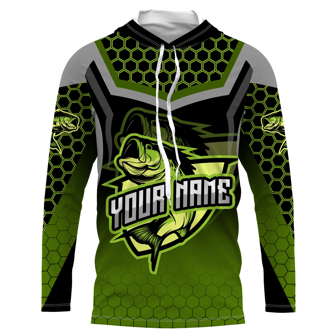 Largemouth bass fishing green Custom Name UV Protection Fishing, Bass fishing NQS3644