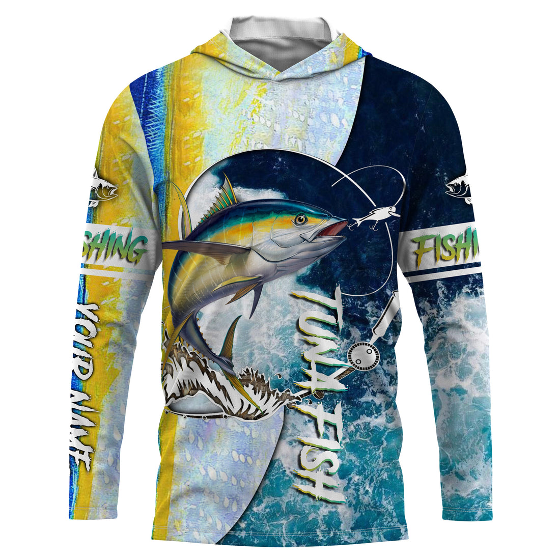 Tuna fishing Saltwater Fish ocean camo UV protection customize name fishing - NQS1352