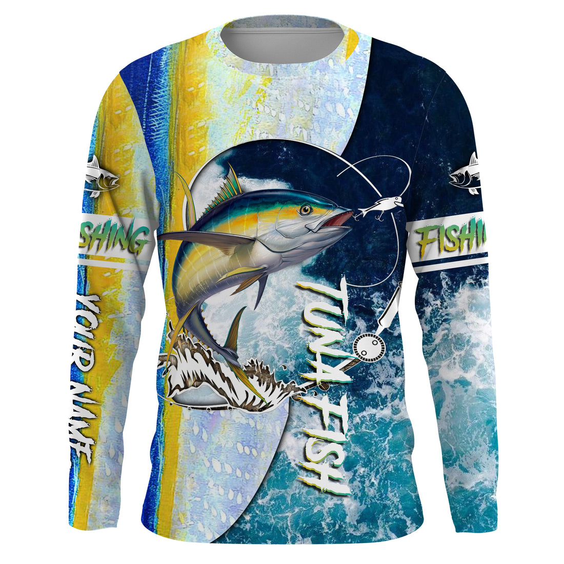 Tuna fishing Saltwater Fish ocean camo UV protection customize name fishing - NQS1352
