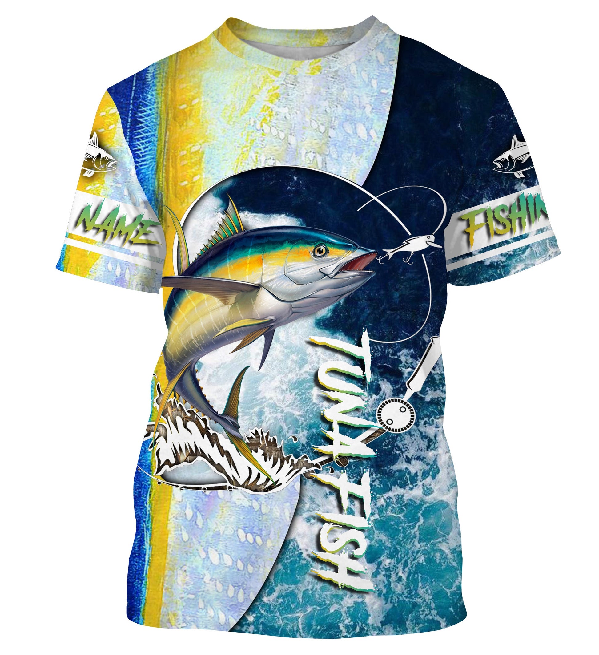 Tuna fishing Saltwater Fish ocean camo UV protection customize name fishing - NQS1352