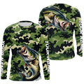 Black Green camo Bass fishing Custom Long Sleeve Tournament Fishing, Performance Bass NQS7530