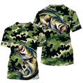 Black Green camo Bass fishing Custom Long Sleeve Tournament Fishing, Performance Bass NQS7530