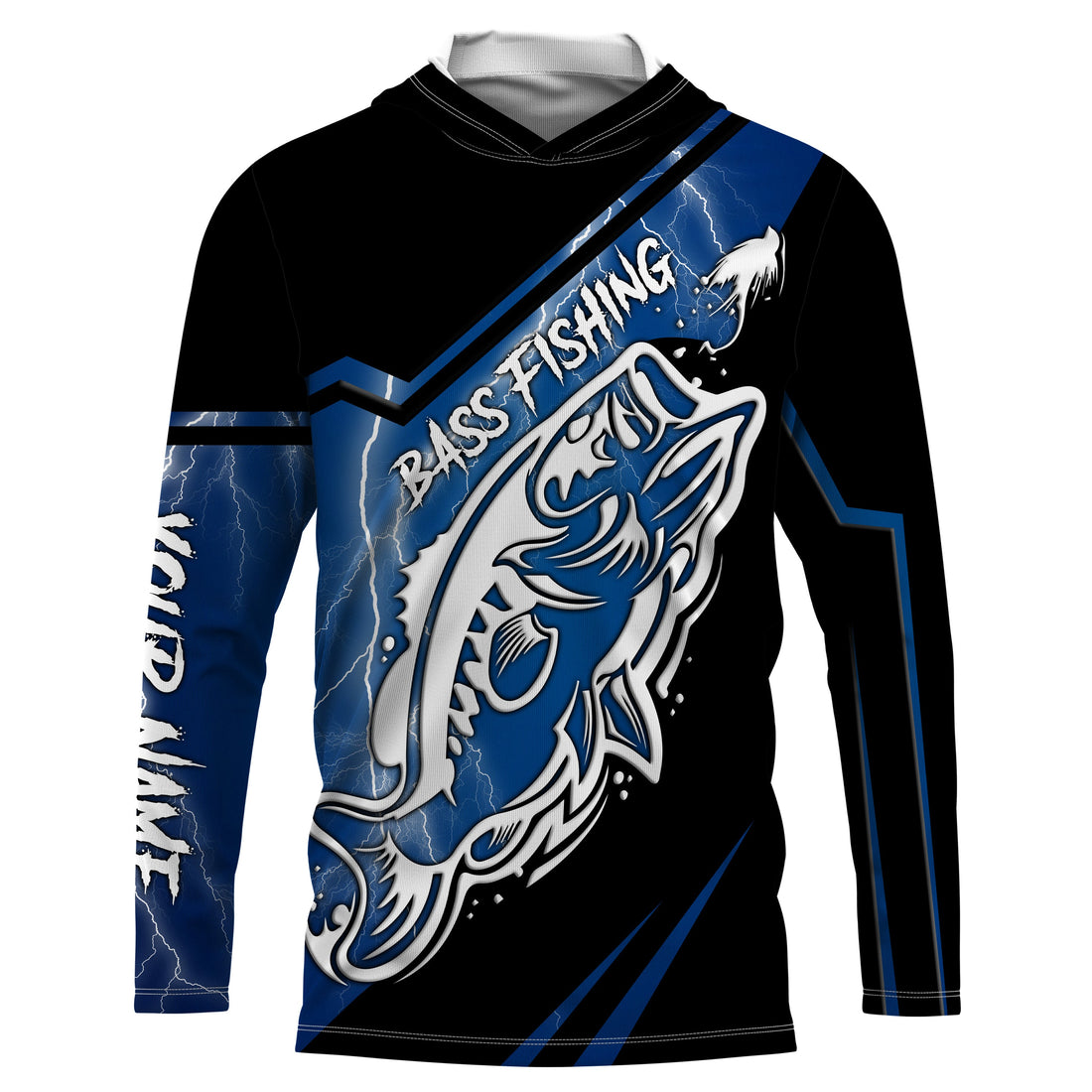 Largemouth bass fishing tattoo Custom Name UV protection Fishing, blue lightning fishing NQS3514