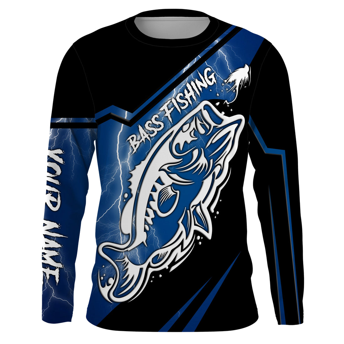 Largemouth bass fishing tattoo Custom Name UV protection Fishing, blue lightning fishing NQS3514