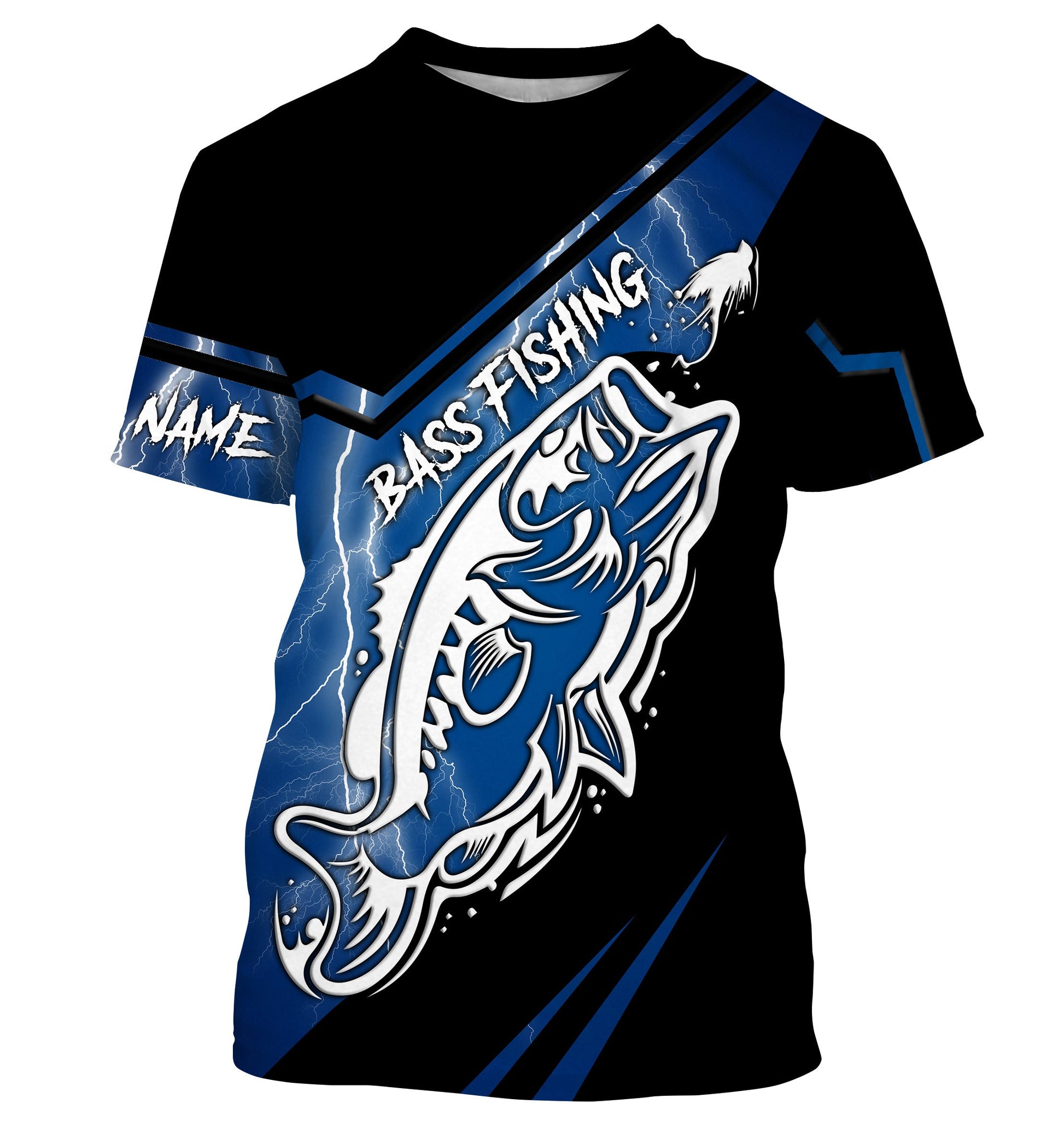 Largemouth bass fishing tattoo Custom Name UV protection Fishing, blue lightning fishing NQS3514