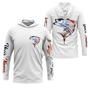 Striped Bass fishing American flag Custom Name sun protection custom fishing, women,kid NQS3264