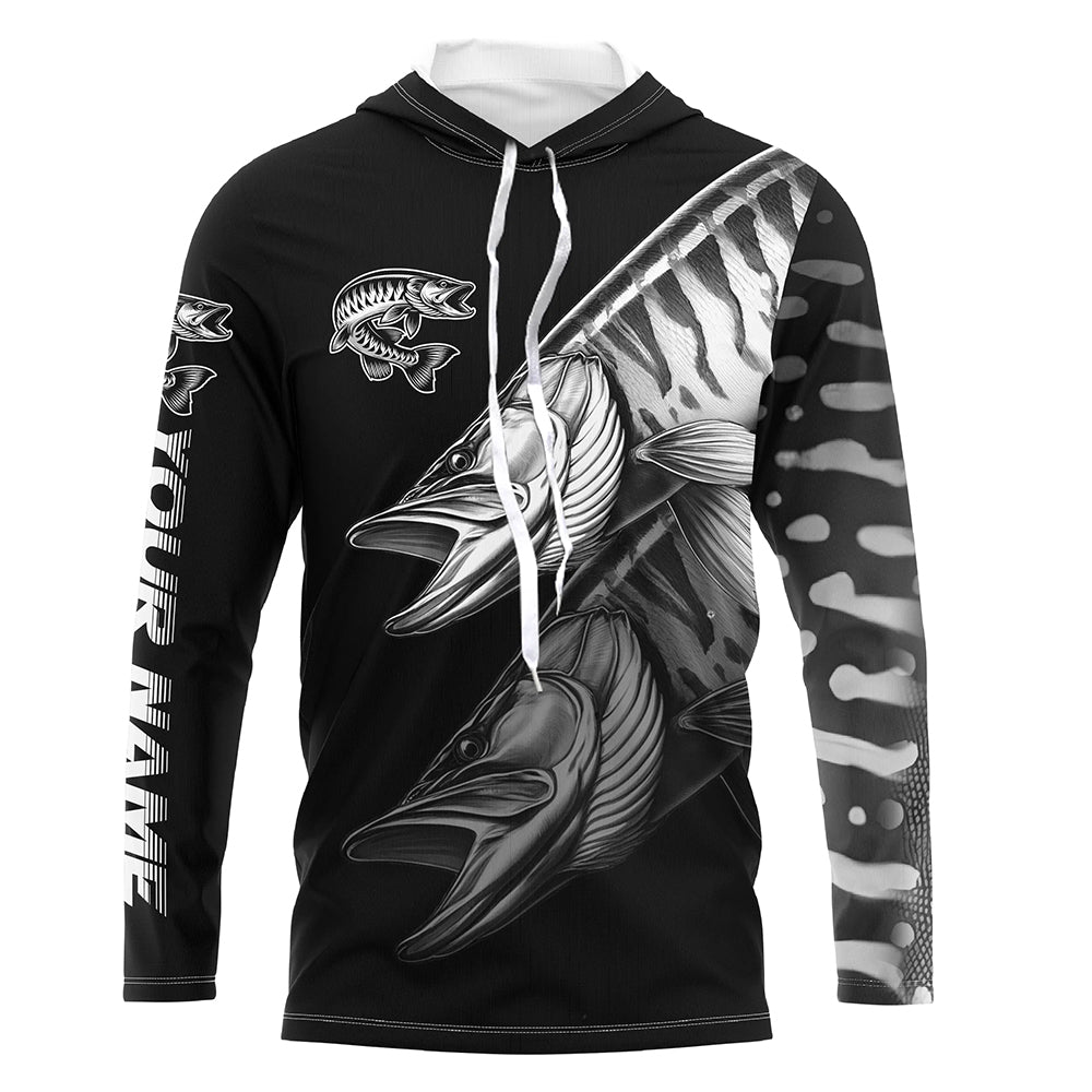 Black Musky performance Fishing Custom Muskie Fishing Long Sleeve Tournament Fishing NQS7679
