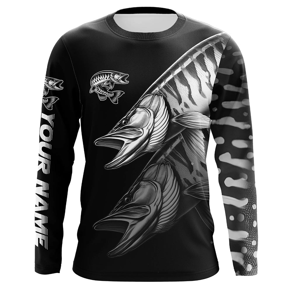 Black Musky performance Fishing Custom Muskie Fishing Long Sleeve Tournament Fishing NQS7679