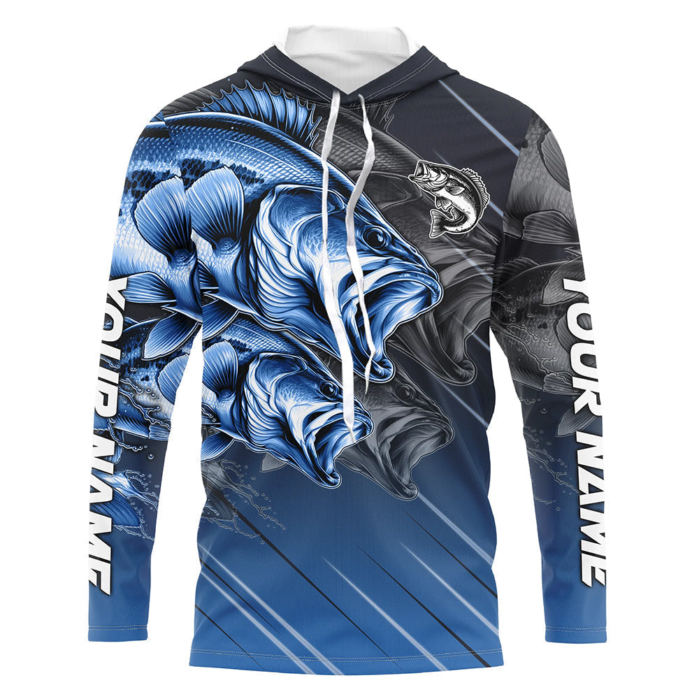 Blue Largemouth Bass fishing Long Sleeve Performance Fishing custom Bass fishing for team NQS7683