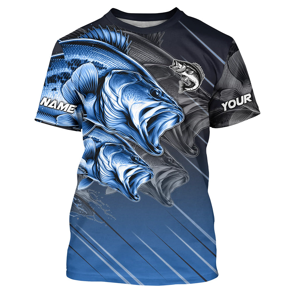 Blue Largemouth Bass fishing Long Sleeve Performance Fishing custom Bass fishing for team NQS7683