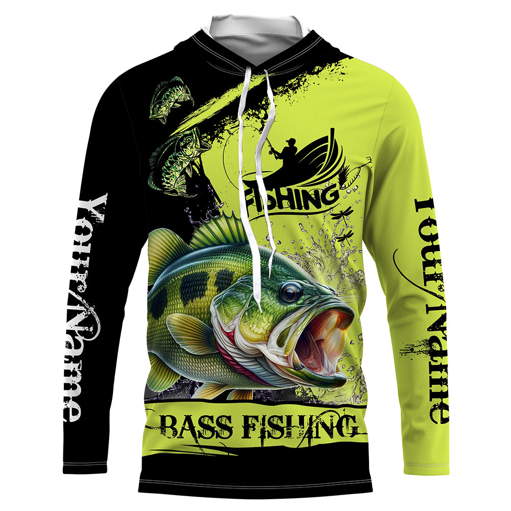 Largemouth Bass fishing Custom Name performance long sleeve fishing uv protection bass NQS3664