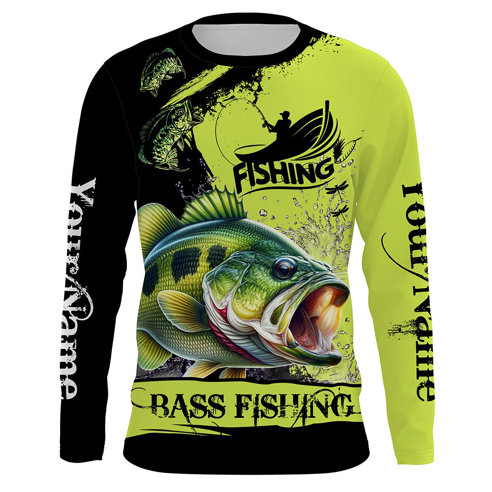 Largemouth Bass fishing Custom Name performance long sleeve fishing uv protection bass NQS3664