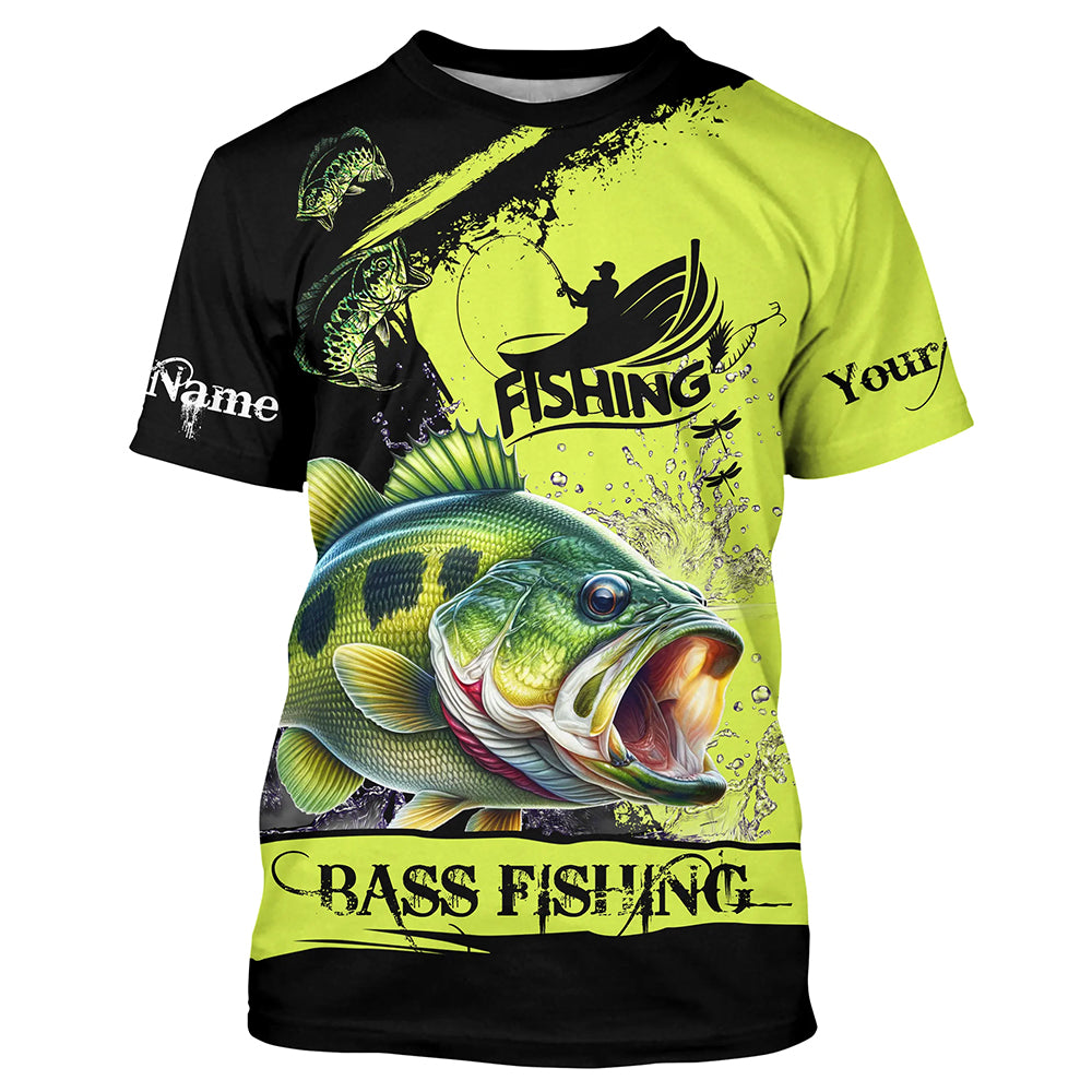 Largemouth Bass fishing Custom Name performance long sleeve fishing uv protection bass NQS3664
