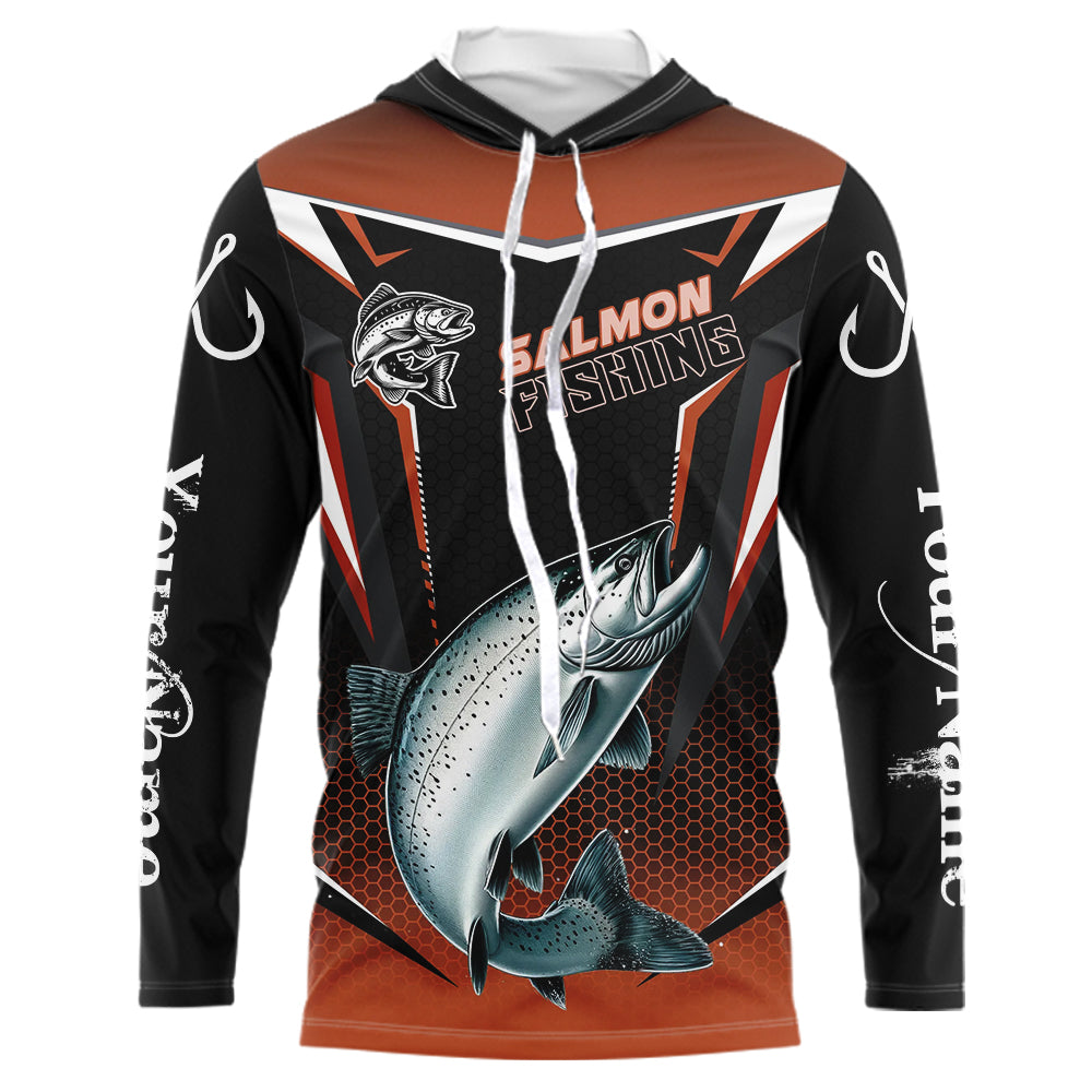 Black and Orange Chinook Salmon Long Sleeve Fishing, Personalized Salmon Fishing Tounament NQS9773