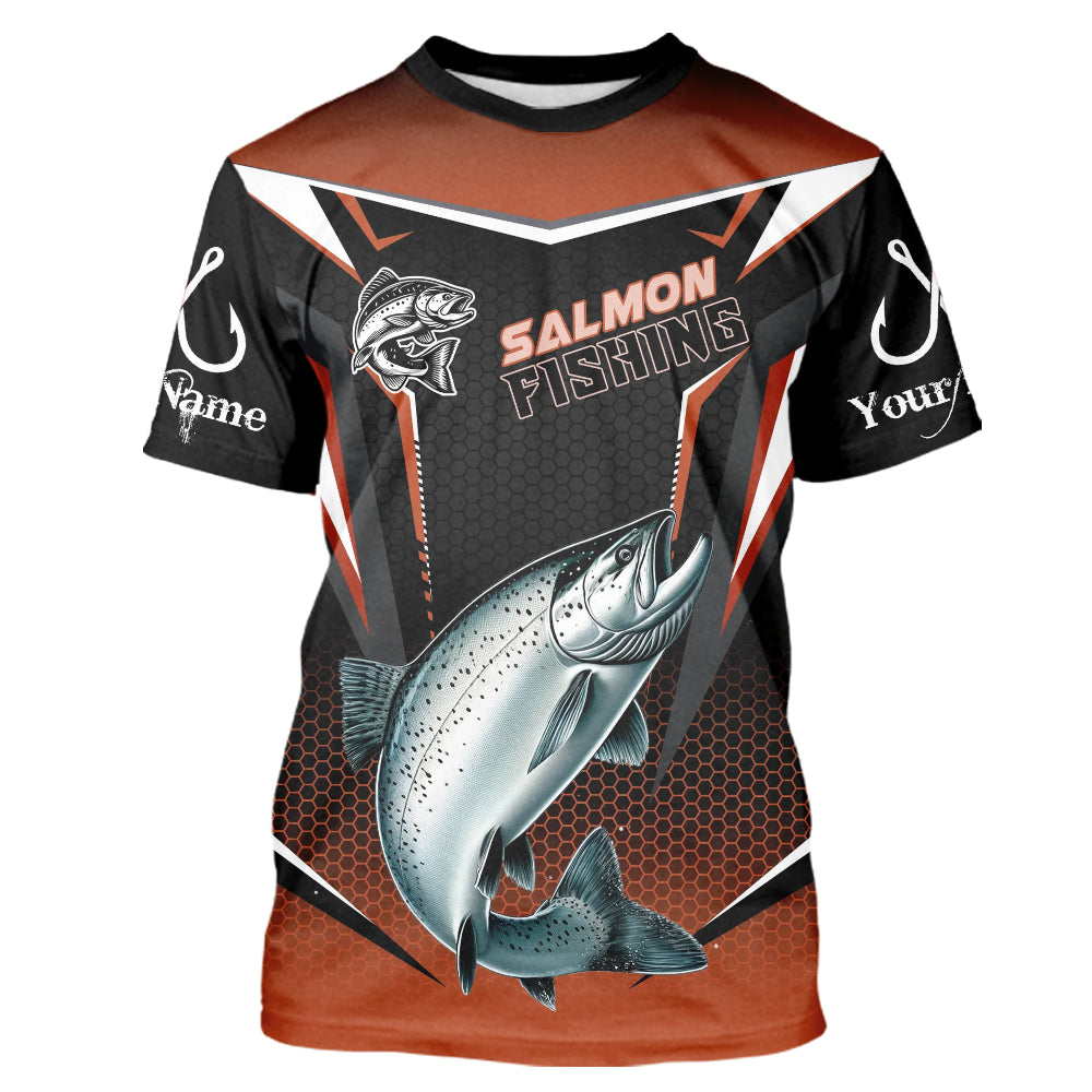Black and Orange Chinook Salmon Long Sleeve Fishing, Personalized Salmon Fishing Tounament NQS9773
