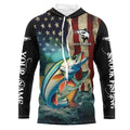 Snook Fishing 3D American Flag Patriotic Customize name Sun protection long sleeve fishing NQS513