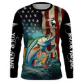 Snook Fishing 3D American Flag Patriotic Customize name Sun protection long sleeve fishing NQS513