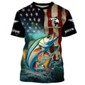 Snook Fishing 3D American Flag Patriotic Customize name Sun protection long sleeve fishing NQS513