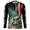 Striped Bass Striper Fishing American Flag Patriotic Custom Sun protection long sleeve fishing NQS512