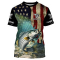 Striped Bass Striper Fishing American Flag Patriotic Custom Sun protection long sleeve fishing NQS512