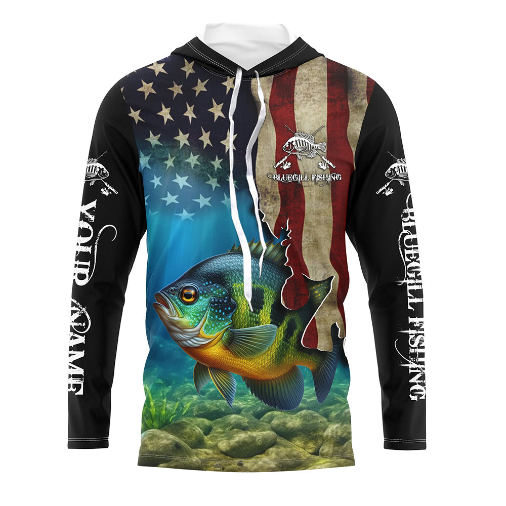 Bluegill Fishing 3D American Flag Patriotic Customize name All over printed NQS516