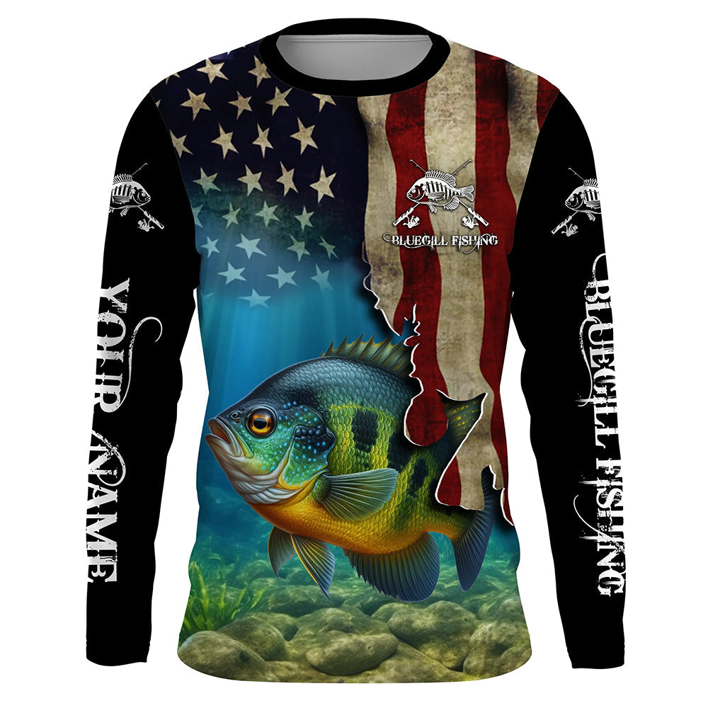 Bluegill Fishing 3D American Flag Patriotic Customize name All over printed NQS516