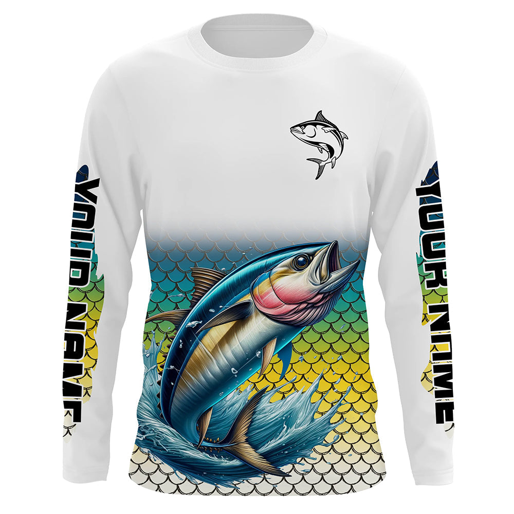 Personalized Tuna Fishing, Tuna scales UV protection Long Sleeve Performance Fishing NQS6016
