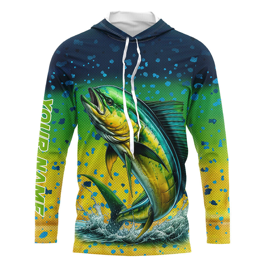Personalized Mahi mahi Fishing, Dorado scales UV protection performance saltwater fishing NQS6017