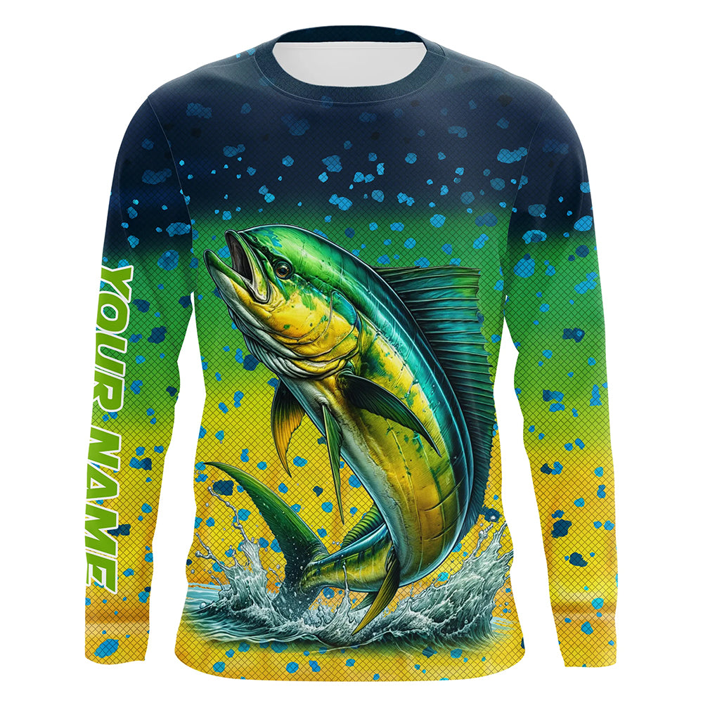 Personalized Mahi mahi Fishing, Dorado scales UV protection performance saltwater fishing NQS6017