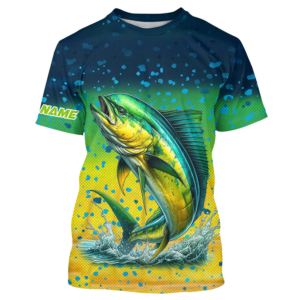 Personalized Mahi mahi Fishing, Dorado scales UV protection performance saltwater fishing NQS6017