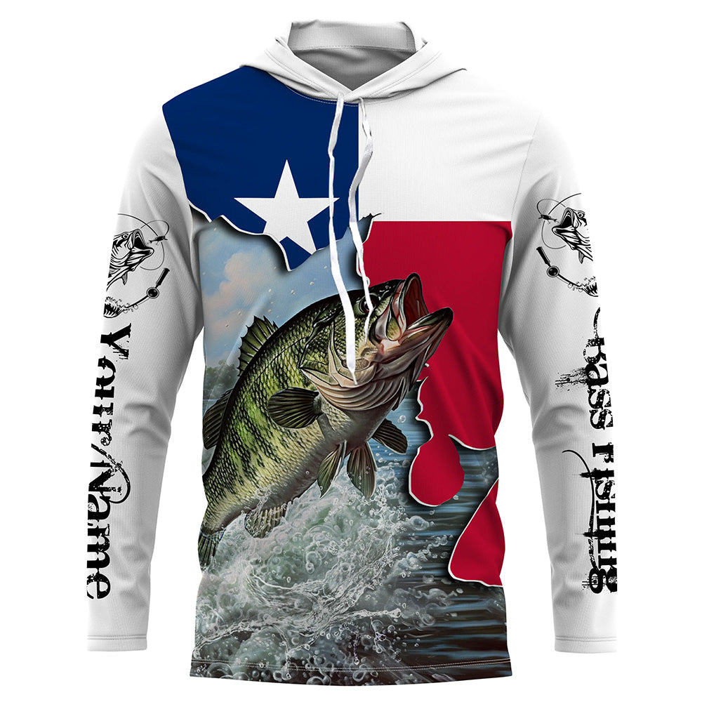 Texas Bass fishing UV protection Custom name long sleeves fishing for adult and Kid NQS2714