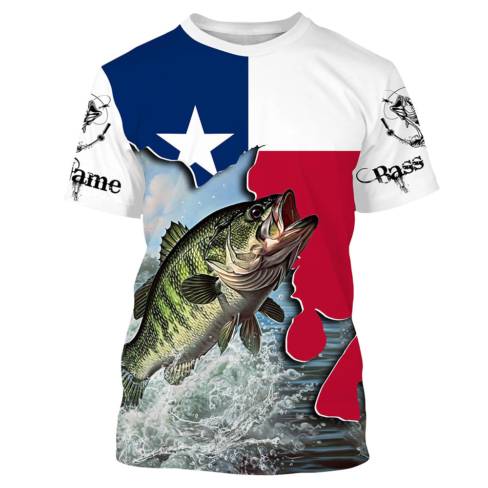 Texas Bass fishing UV protection Custom name long sleeves fishing for adult and Kid NQS2714