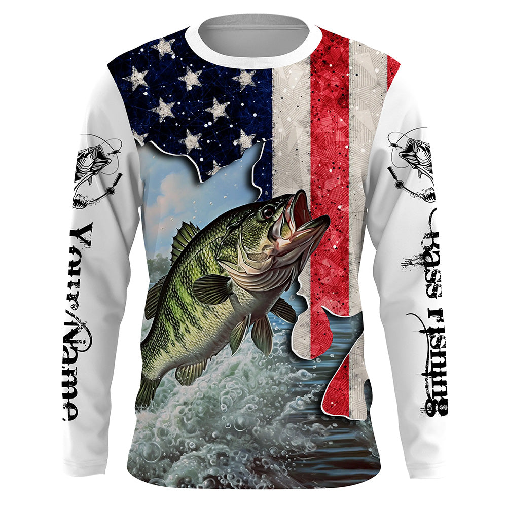American Bass fishing US flag UV protection Custom long sleeves fishing NQS2715