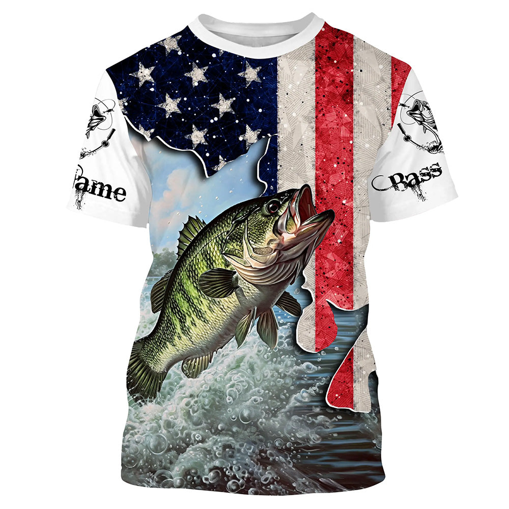 American Bass fishing US flag UV protection Custom long sleeves fishing NQS2715