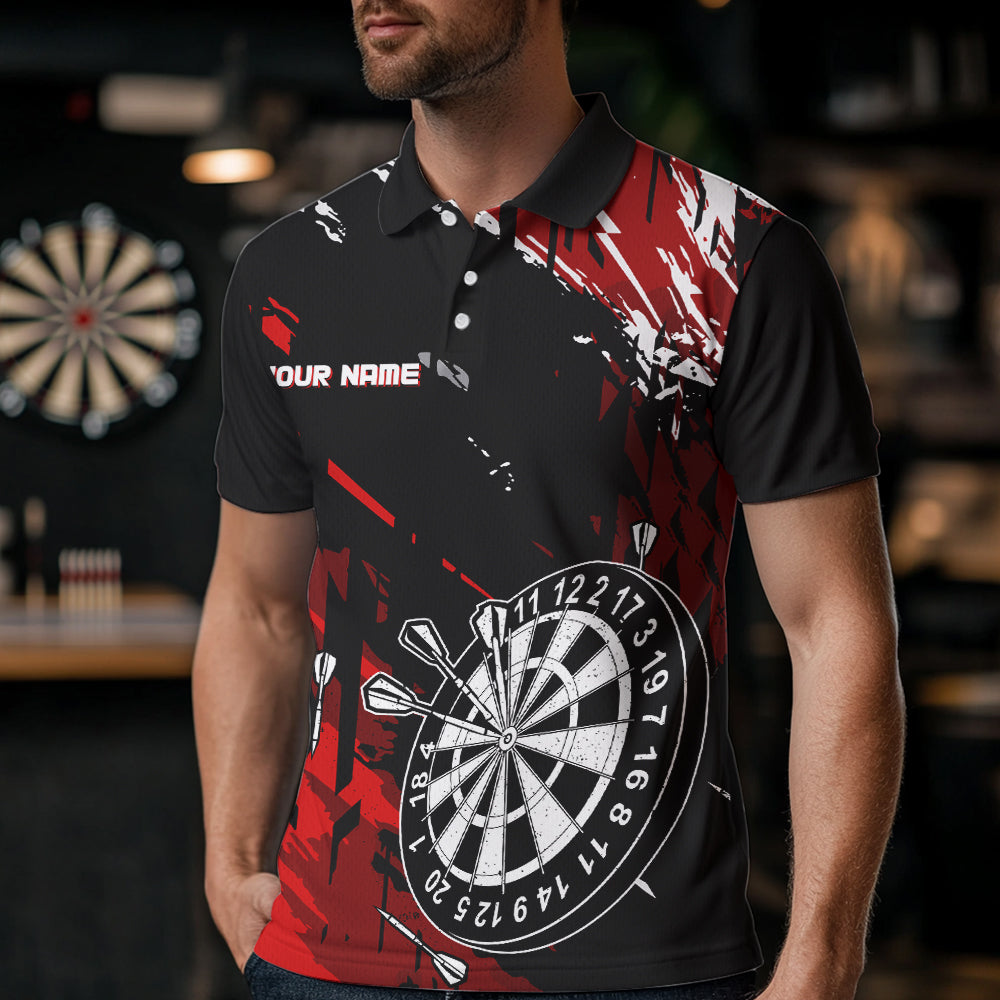 Retro Black Red Pattern Custom Darts, Quarter-Zip For Dart Team NQS9456