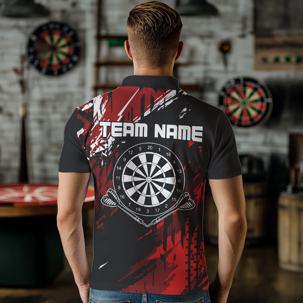 Retro Black Red Pattern Custom Darts, Quarter-Zip For Dart Team NQS9456