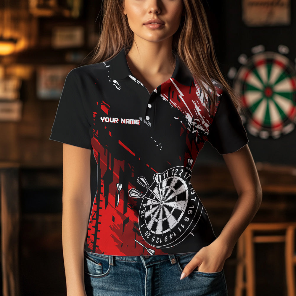 Retro Black Red Pattern Custom Darts, Quarter-Zip For Dart Team NQS9456