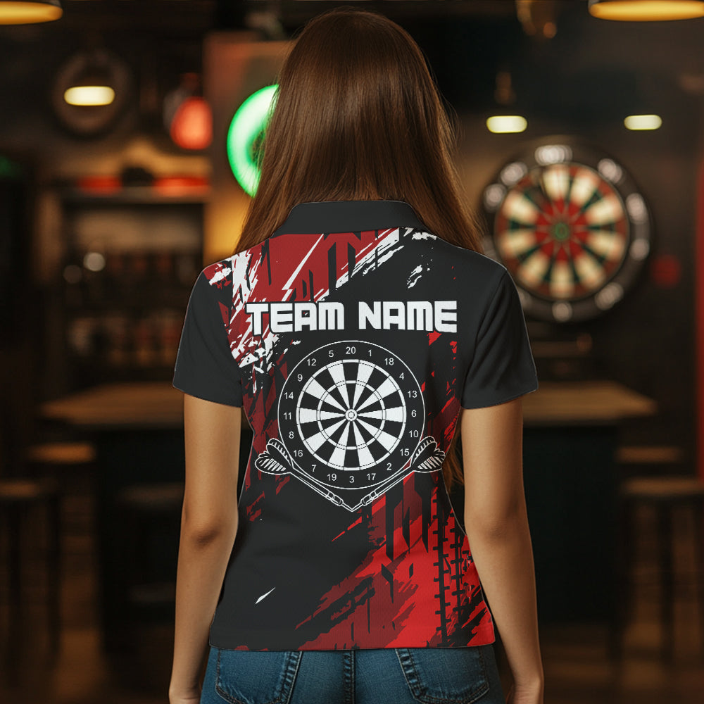Retro Black Red Pattern Custom Darts, Quarter-Zip For Dart Team NQS9456