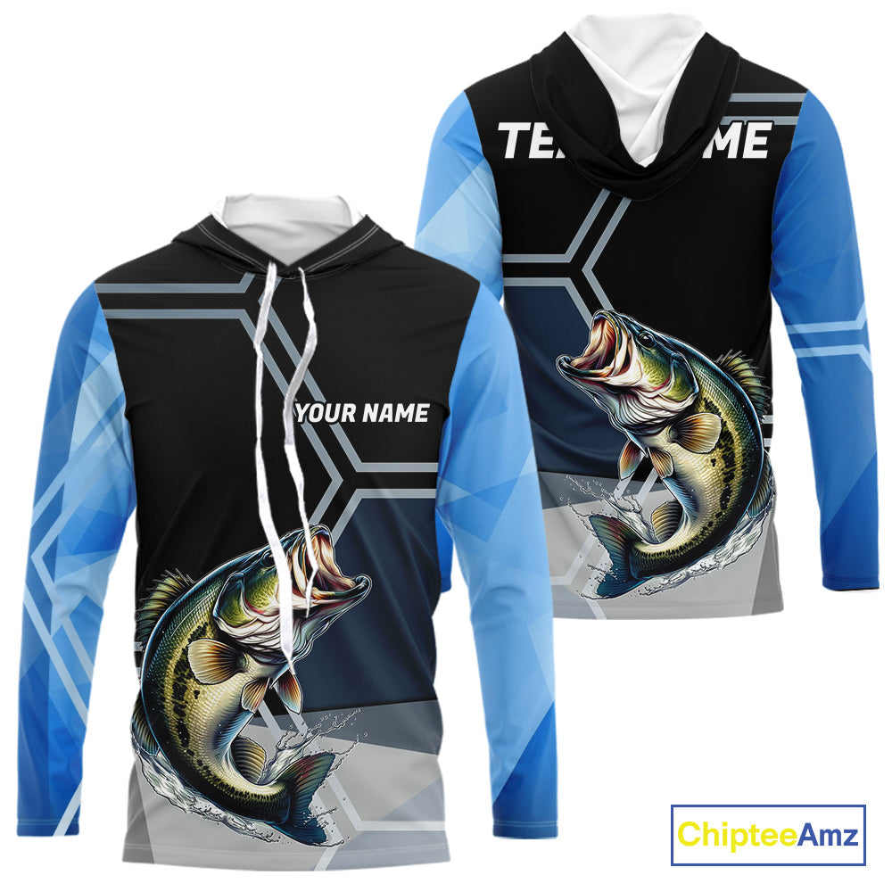 Black and Blue Bass Fishing custom Largemouth Bass Performance Long Sleeve sun protection